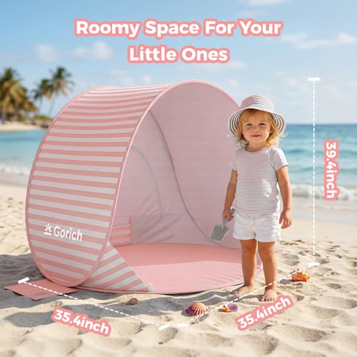 Gorich Pop Up Baby Beach Tent with UPF50+ UV Protection, Portable Toddler Sun Shelter with Mesh Ventilation, Lightweight &...