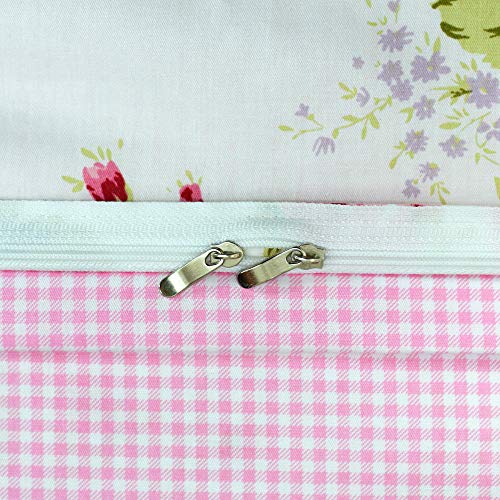 FADFAY Shabby Pink Duvet Cover Set Rose Floral Bedding Collection Elegant Princess Lace Ruffle Quilt Cover Set for Girls 4...