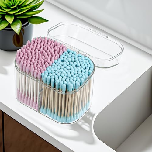 Clear Bathroom Organizer, 2-Size Essentials Set for Hail Accessories & Beauty Supplies,Cotton Swabs,Balls,Pads - Small Cle...