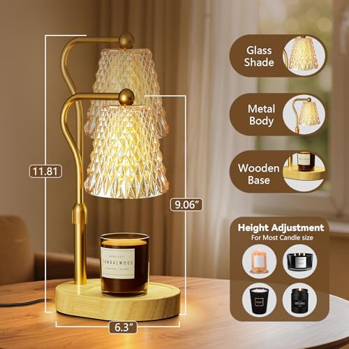 Candle Warmer Lamp with Timer Dimmer, Birthday Gifts for Women Mom, Height Adjustable Wax Melt Warmer for Jar Candles with...