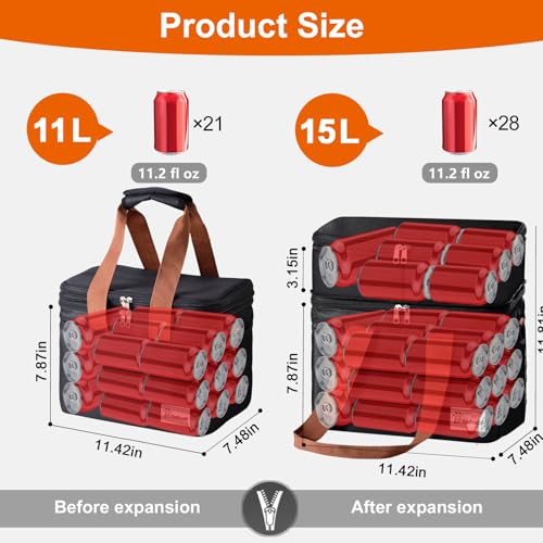 Lunch Bag Upgraded Insulated Lunch Box for Men and Women - 15-20L Expandable Double Deck, Leakproof Soft Cooler Bag with S...