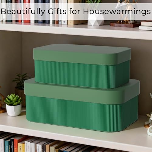 Decorative Storage Boxes with Lid - Multi-Purpose Cardboard Organizer Bins for Your Home Decor, Set of 2 Decorative Contai...
