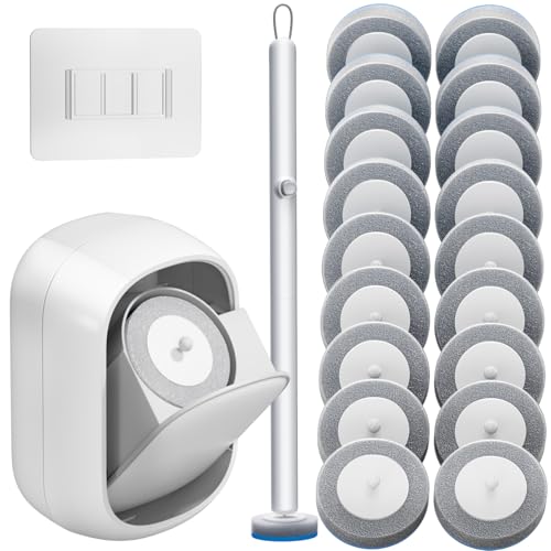 Disposable Toilet Brush and Holder Set with 18 Bowl Wand Cleaners Refill Pads, Bathroom Wall Mounted Toilet Bowl Cleaners ...