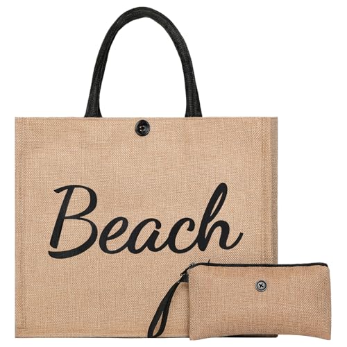 Trifabricy Beach Bag, Large Beach Bag for Women, Woven Straw Beach Tote Bag Waterproof, Weaving Swim Gym Shopping Travel Bag