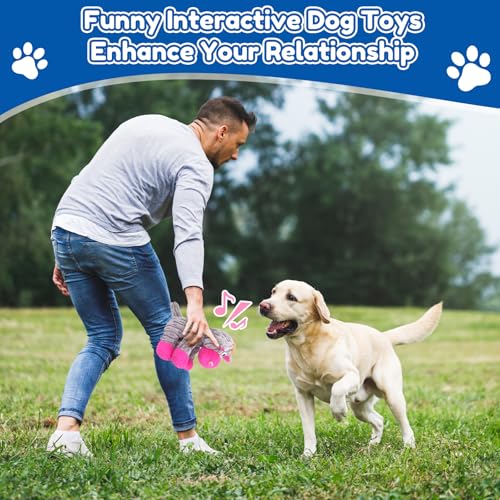 loncoldy Plush Chew Toys for Large Dogs, Tough Crinkle Stuffed Animal Squeaky Interactive Toys for Small Medium Large Dog...
