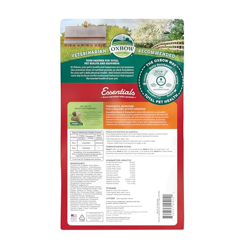 Oxbow Essentials Mouse & Young Rat Food, Pet Food for Rats & Mice, All-Natural Vitamin & Mineral Rich Formula, Veterinaria...