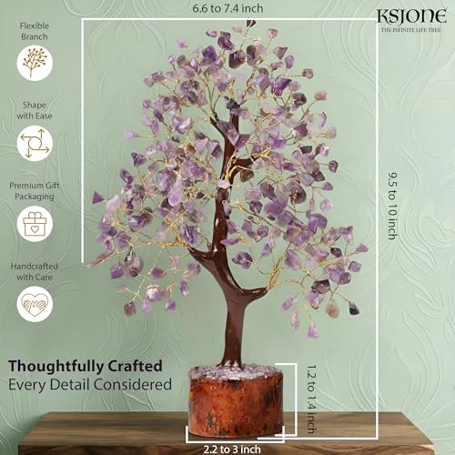 KSJONE Amethyst Crystal Tree of Life Handmade Feng Shui Bonsai Crystal Healing Money Tree | Boho Decor | Home Decor Trees ...