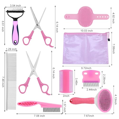 Complete Pet Grooming Solution by Dog - 9PCS Kit with Slicker Brush, Deshedding Tool, and Grooming Comb for All Breeds and...