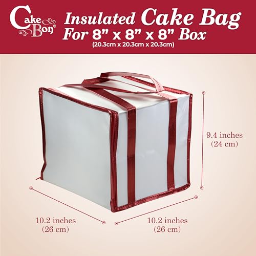 Cakebon 8-Inch Cake Insulated Cooler Bag with Ice Pack Sheets – Premium Carrier Bag for Cakes, Pastries & Cupcakes – Durab...