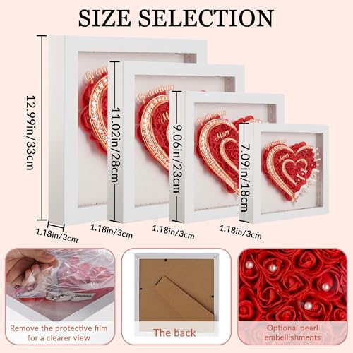 Easycosy Personalized Flower Shadow Box for Mom Grandma, Mothers Day Shadow Box for Flowers with Names & Hand Skin, Custom...