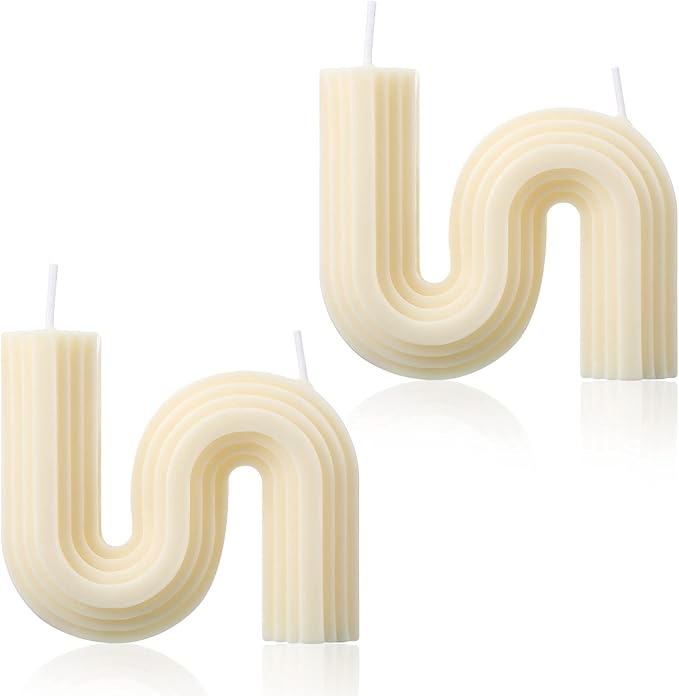 Tondiamo 2 Pcs Aesthetic Candles Twist Shaped Aesthetic Candles Cool S Shape Minimalist Geometric Shaped Soy Wax Scented A...