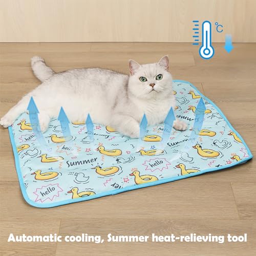SEIS Dog Ice Pad Ice Silk Cats Kennel Mat Pet Cooling Pad Summer Cool Bamboo Mat Breathable Pad (Duck, L)
