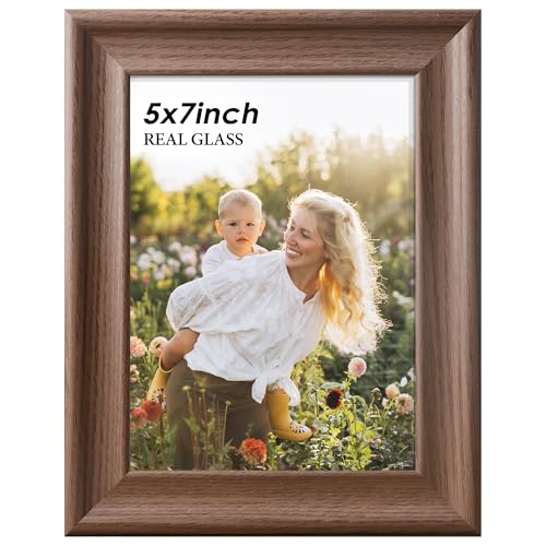 PEALSN 5x7 Picture Frame with Real Glass Front and Black Backboard, Wall Gallery Photo Frames for Wall Mounting or Tableto...