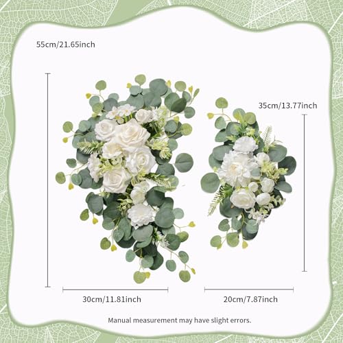 Odouzy Artificial Wedding Arch Flowers for Wedding Sign,Set of 2 for Wedding Welcome Ceremony Sign,Faux Floral Swags,Weddi...