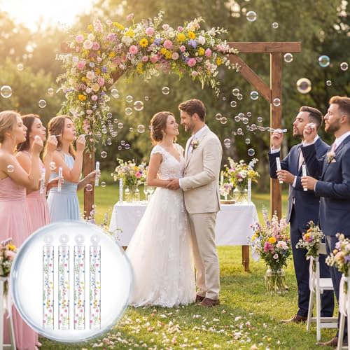 Rotatingpals 32 Pcs Wild Flower Bubble Wands Sweet Bubbles Party Favors for Adult Valentine Anniversaries Celebration Wedd...
