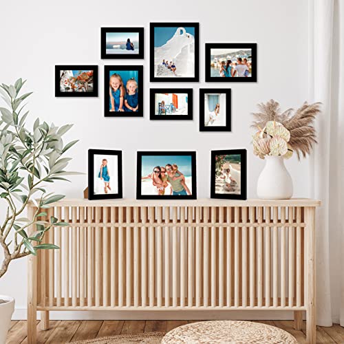 Americanflat Set of 10 Picture Frames with Shatter-Resistant Glass - Gallery Wall Frame Set with Two 8x10, Four 5x7 and Fo...