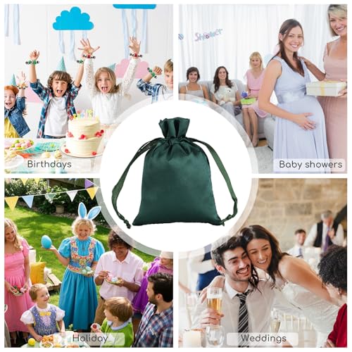 Tapleap Green Small Satin Gift Bags, 30Pcs 3x4 with Drawstring, For Kids Classroom, Wedding, Birthday, Party Favors, Jewel...