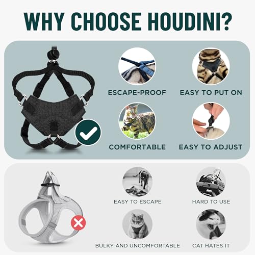 Houdini™ Escape Proof Cat Harness and Leash Set by OutdoorBengal – Tactical Vest for Walking – Comfy, Adjustable and Light...