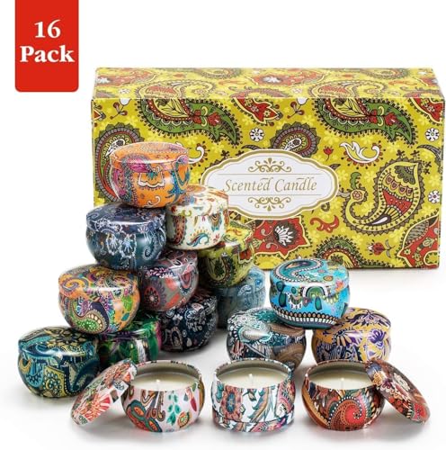YOROXRG Set 16 Pack Scented Candles Gifts Soy Wax Travel Tin Jar Candles for Home 2.5 OZ Scented Candles for Mom for Chris...