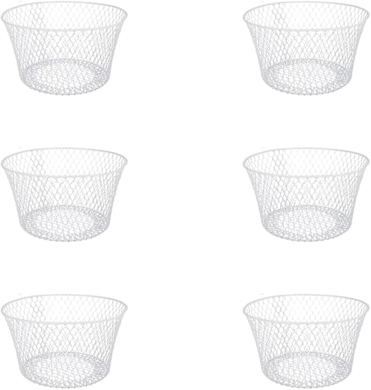 Generic SOL MAR White Coated Round Wire Basket 6 Pack - Versatile Metal Wire Baskets Centerpieces Floral Arrangements Ever...
