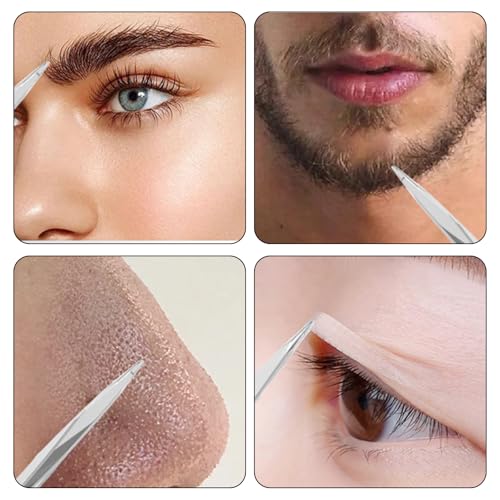 Professional Eyebrow Tweezers Set, Precision Stainless Steel for Hair Removal and Facial Grooming