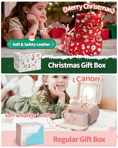 Vlando Kids Musical Jewelry Box for Girls with Drawer, Music Box with Ballerina and Stickers for Birthday Bedroom Decor, V...