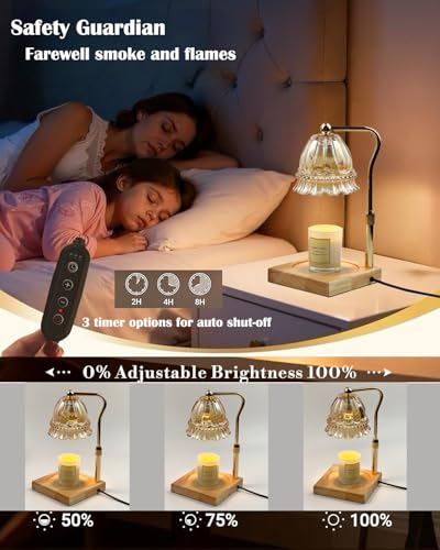 Candle Warmer Lamp with Timer Dimmable, Height Adjustable Scented Wax Melts Warmer, Electric Flameless Candle Warmer for C...