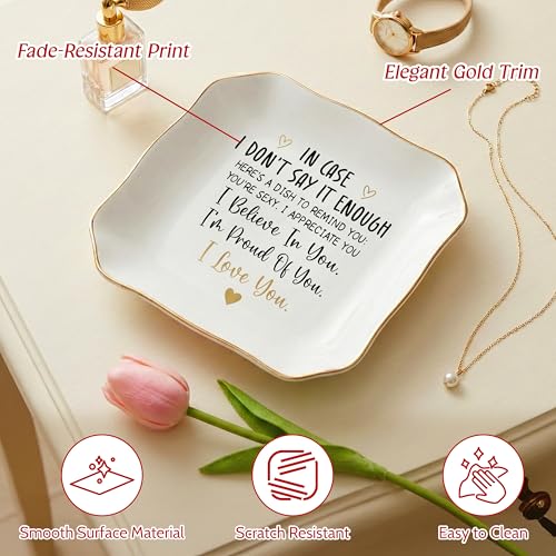 OASSIE Anniversary Couple Gifts for Women - 4"x4" Ceramic Jewelry Dish Tray - Romantic Wedding Anniversary Engagement Gift...