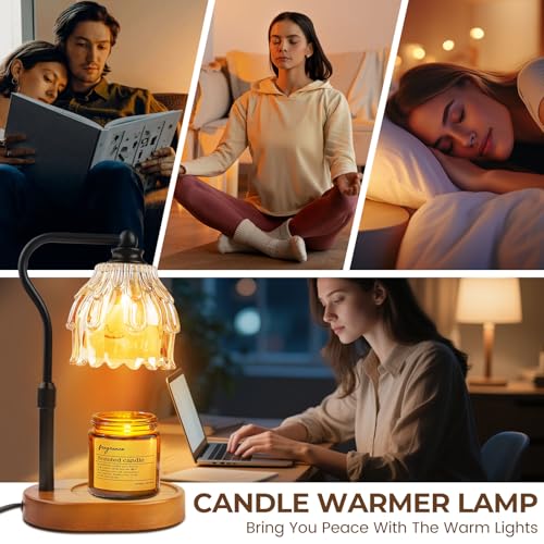 Candle Warmer Lamp with Timer and Wireless Remote Control, Dimmable Candle Warmer for Jar Candles, Height Adjustable Wax M...
