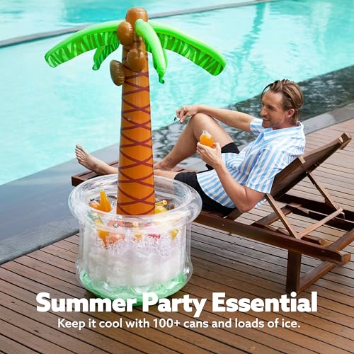 JOYIN 60" Inflatable Palm Tree Cooler, Beach Theme Decor, Pool Party Decorations, Luau Hawaiian Birthday Party Supplies, O...