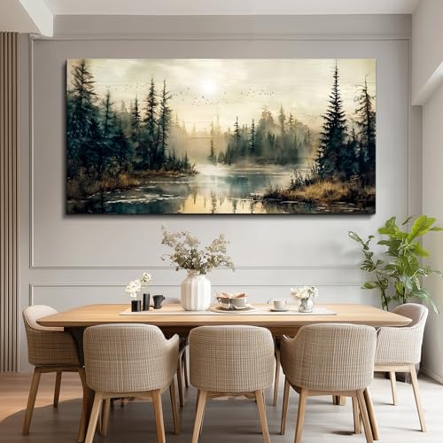 FUHAIHUA Canvas Wall Art For Living Room Large Wall Decor For Bedroom Modern Office Wall Decorations Forest River Landscap...