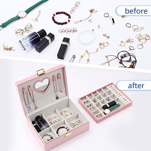 Dajasan Jewelry Boxes for Women Girls, Jewelry Organizer Box, 2-Layer Large Velvet Jewelry Organizer for Rings Necklaces B...