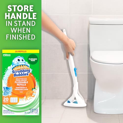 Scrubbing Bubbles Flushable Toilet Bowl Wand Cleaner Refills, Fresh Brush Cleaner Toilet Refill Pads, Removes Limescale & ...