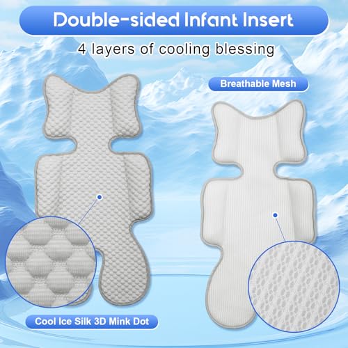 Kaseeous Car Seat Cooling Pad for Baby, Mink Dot Car Seat Cooler Mat for Girls Boys, Stroller Cooling Pad with 3D Breathab...