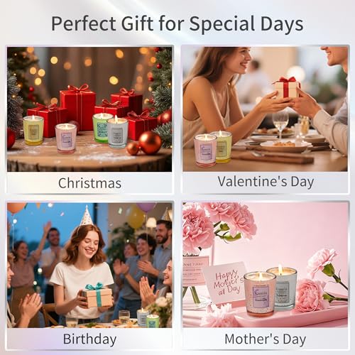 Kamria Scented Candles Gift Set for Women, 4 Pack (3.5oz) Mercury Glass Votive Soy Candles for Home Scented, Aromatherapy ...