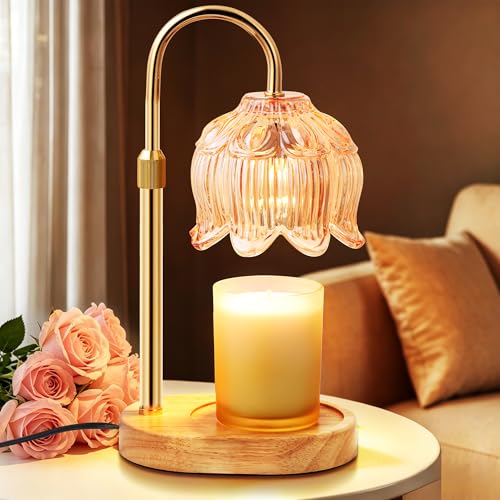 Flower Candle Warmer Lamp for Jar Candles with Timer & Dimmer, Adjustable Height Fits Large Jars up to 7.08" Tall, Flamele...