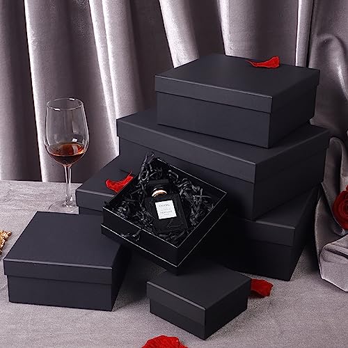 Giftilious Black Gift Boxes, a Set of 5 Gift Boxes with Lids for Presents, Pre-Wrapped Boxes for Gifts, Sturdy Present Box...
