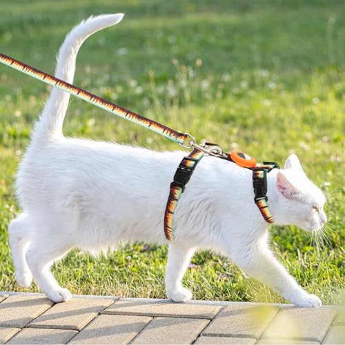 TUKOAW Cat Harness with Airtag Holder and Leash Set, Escape Proof Cat Harness for Walking Traveling Hiking Outdoor, Adjust...