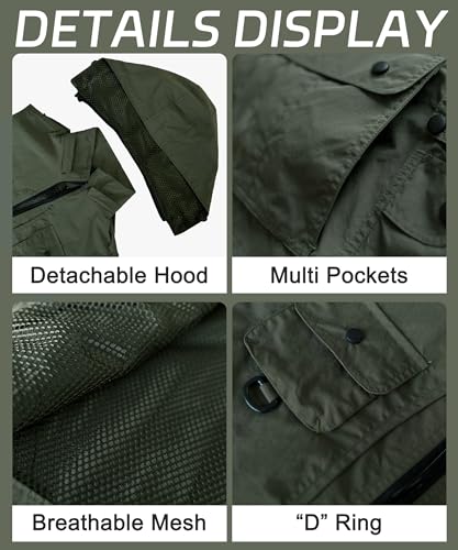 M2C Mens Hooded Mesh Multiple Pockets Traveling Vest
