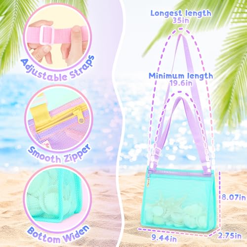 Tagitary Beach Toys Mesh Beach Bags Sand Toys Kids Seashell Bag with Zipper,Outdoor Toys Travel Summer Must Have Accessori...
