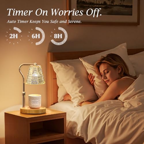 Candle Warmer Lamp with Timer Dimmable Gifts for Women, Adjustable Height Wax Warmer Lamp for Scented Candles, House Warmi...