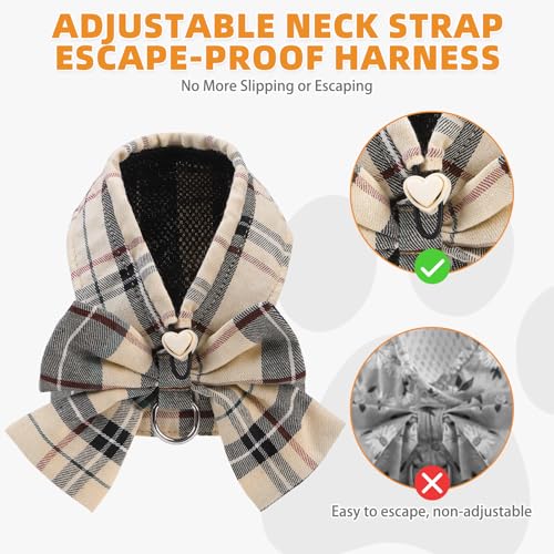 KOOLTAIL Small Dog Harness and Leash Set, Cute Puppy Vest Harnesses with Bowtie, Step in No Pull Soft Mesh Padded Adjustab...
