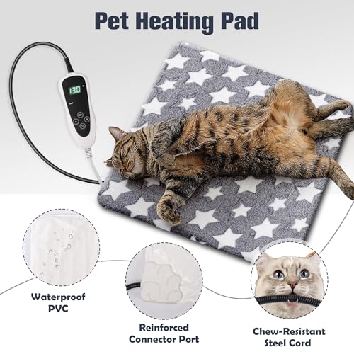 Newget Cat Heating Pad, Waterproof Pet Heating Pad for Cats Dog Indoor, 11 Adjustable Temperature Cat Warming Bed Mat with...
