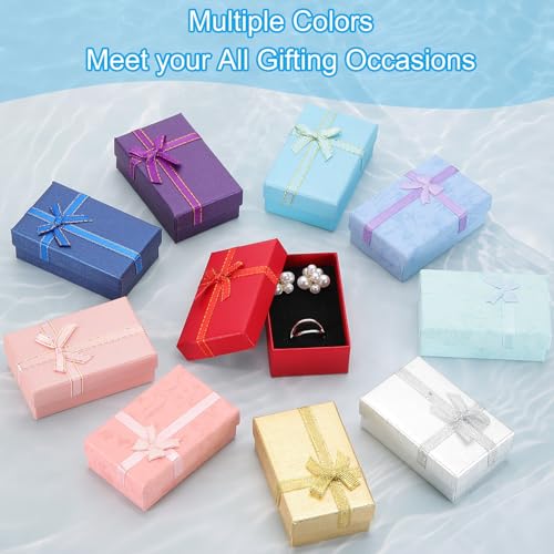 PATIKIL Jewelry Gift Boxes, 120Pcs Small Gift Packaging Box Cardboard Bulk with Lid Ribbon for Bracelet Earring Ring Chris...