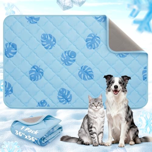 LOOBANI Dog Cooling Mat for Large Dogs - 56"x36" Pet Cooling Mat with Anti-Slip Bottom, Waterproof Self-Cooling Dog Pad fo...