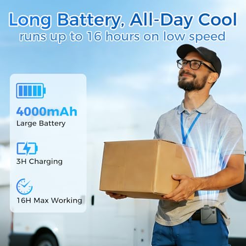 Eastfox 5 in 1 Portable Waist Fan 1-100 Speed Neck fan AI Rechargeable 16H Runtime Clip on Fan 13500RPM Wearable Fan Shirt...