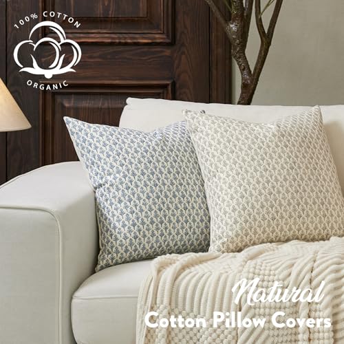 FIOUOVO Floral Pillow Covers 20x20 Pillow Cover Block Print Couch Pillows for Living Room Decorative Neutral Accent Throw ...