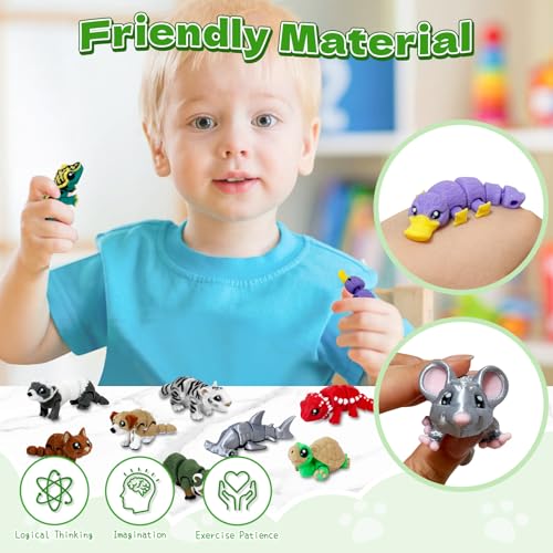 Waaaandefu 16pcs 3D Printed Animal Figures – Articulated Mini Fidget Toys | Poseable 3D Printed Animals, Collectible Desk ...