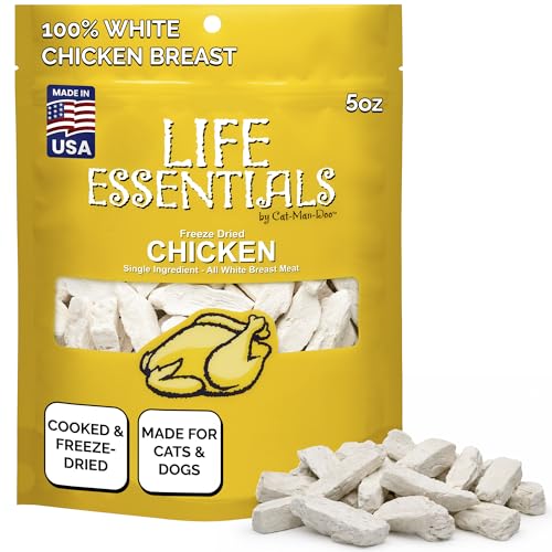 Life Essentials by Cat-Man-Doo Freeze Dried Chicken Dog & Cat Treats, Healthy Single Ingredient Training Treats for Dogs, ...