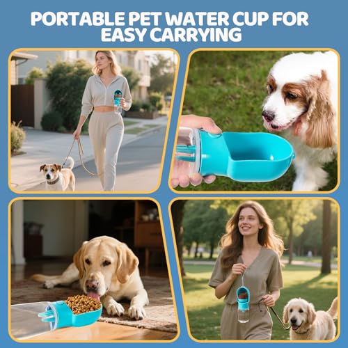 Dog Water Bottle with Food Storage Compartment Portable Pet Dispenser Dogs Stuff Water Bottle Puppy Supplies Portable Trav...
